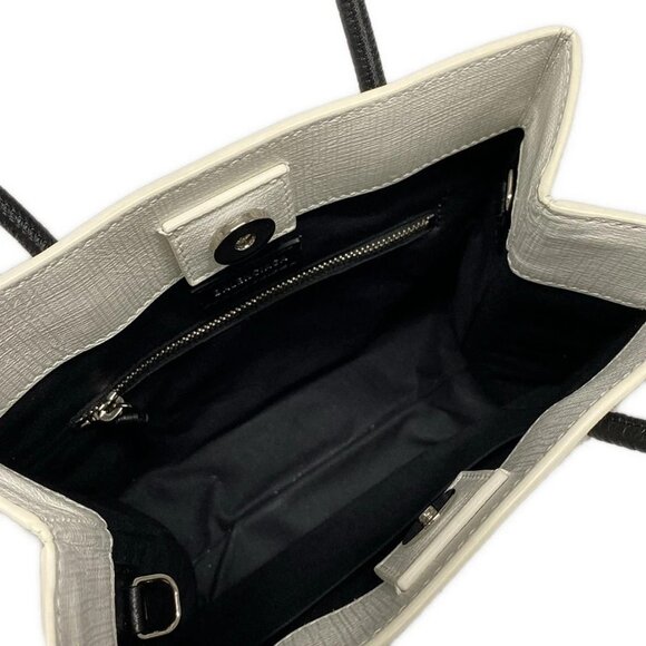 Auth BALENCIAGA Shopping Tote XXS 597858 White Black Leather - Tote Bag - Picture 6 of 16